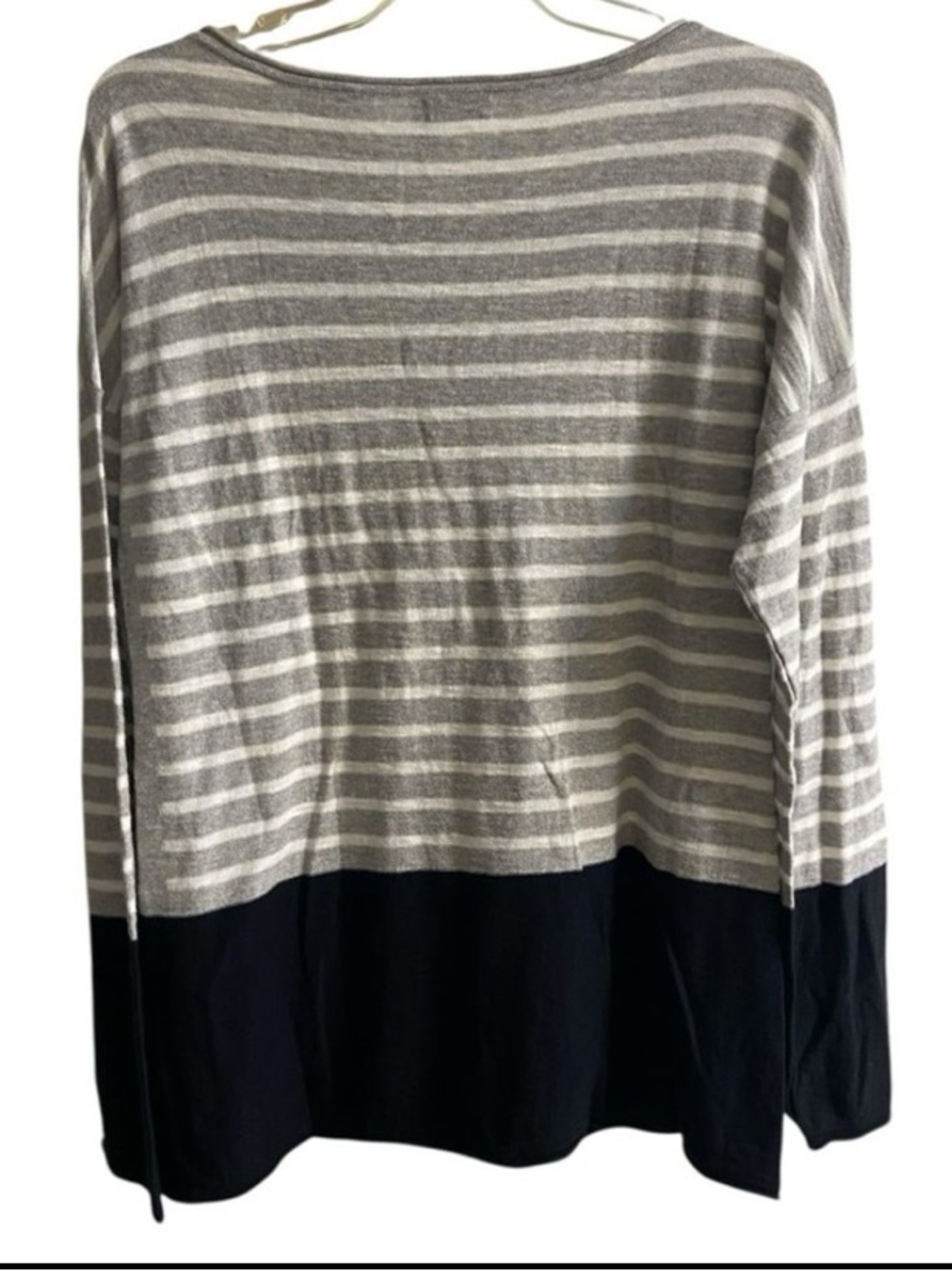 Vince Striped Knit Top in Gray & White cotton Large - Picture 3 of 8